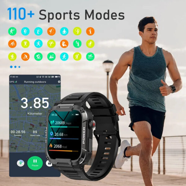 Smart Watch for Men Android and iOS Compatible 1.85" Touch Screen IP68 Waterproof