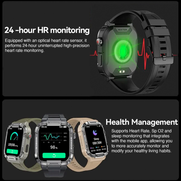 Smart Watch for Men Android and iOS Compatible 1.85" Touch Screen IP68 Waterproof